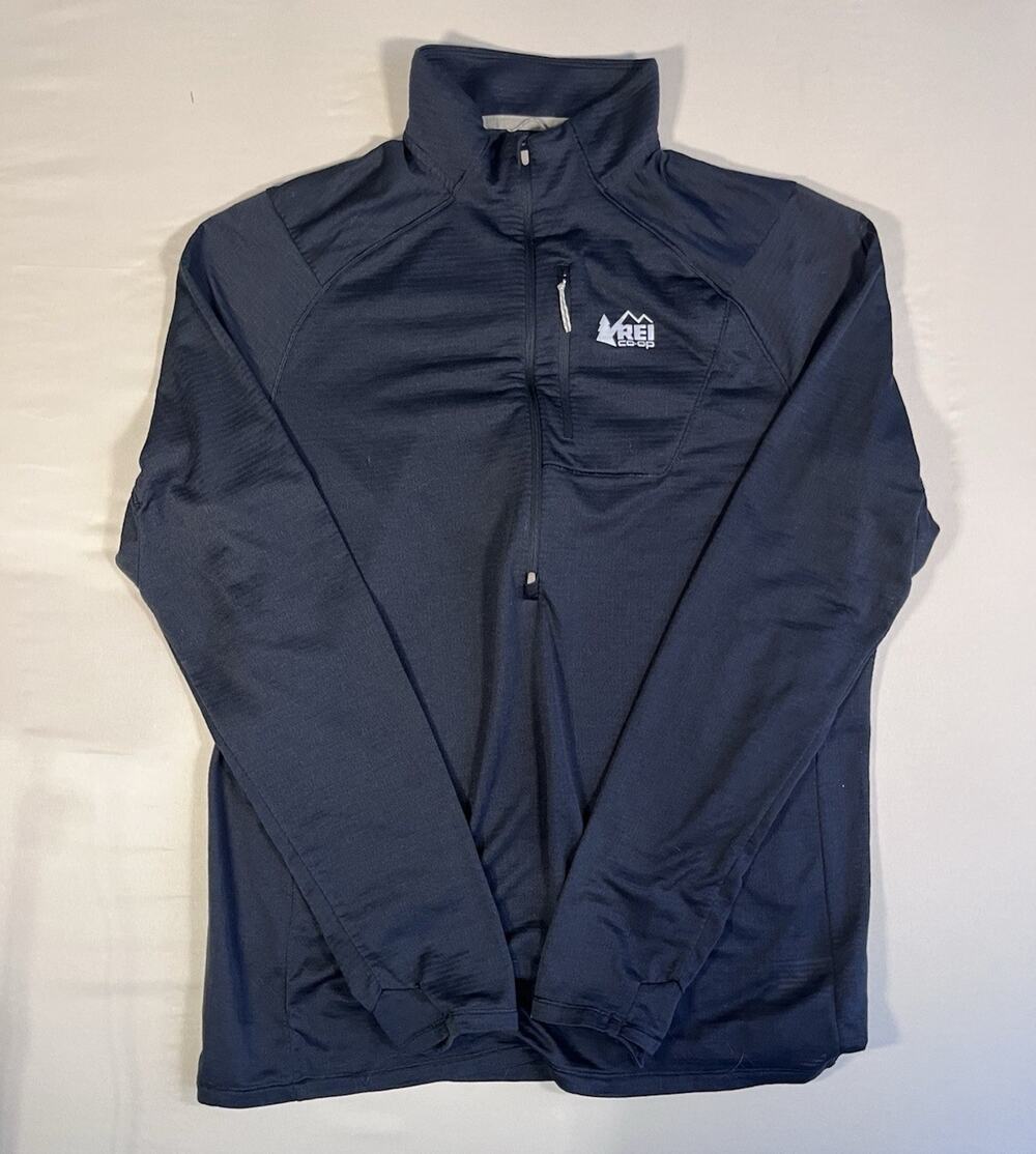REI Co-op Men’s L Tall Blue 1/4 Zip Mock Neck Pullover Long Sleeve Outdoors